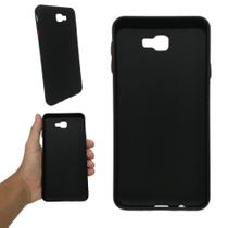 Capa em silicone compatível com samsung galaxy j7 prime (tela: 5.5") (4g) cor:preta / botão vermelho