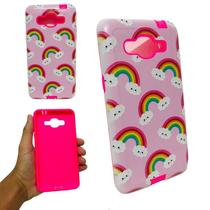 Capa em tpu com desenho compatível com samsung galaxy j2 prime (tela: 5.0") (4g) cor:rosa / des. nuvens e arco-íris Capa em tpu com desenho compatível com samsung galaxy j2 prime (tela: 5.0") (4g) cor:rosa / des. nuvens e arco-íris