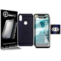 Capa Emborrachada compativel Moto One XT1941 5.9 + Película 3d + Câmera - Cell In Power25 Capa Emborrachada compativel Moto One XT1941 5.9 + Película 3d + Câmera - Cell In Power25