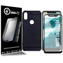 Capa Emborrachada compativel Moto One XT1941 5.9 + Película Vidro 3D - Cell In Power25