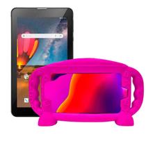 Capa emborrachada Suporte infantil Rosa p/ Tablet 7 polegadas