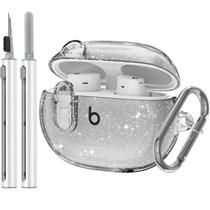 Capa Ensfomte Clear Glitter Beats Studio Buds Plus com kit de limpeza