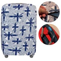 Capa Estampada para Mala Tam G de Bordo Tecido Flexível Resistente e Fácil de Colocar