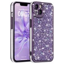 Capa FABSPARK para iPhone 16e 6,1" Roxa com Brilho e Diamantes