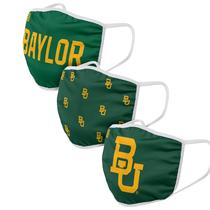 Capa facial FOCO Baylor Bears NCAA Adult, pacote com 3 Capa facial FOCO Baylor Bears NCAA Adult, pacote com 3
