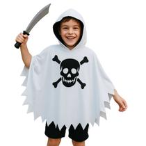 Capa Fantasia Halloween Menino Caveira Pirata Tam P ao GG