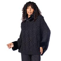 Capa Feminina Biamar Pele Fake Tricot Preto Capa Feminina Biamar Pele Fake Tricot Preto