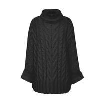 Capa Feminina Biamar Tricot Trançado Pelo Gola/Punho Preto Capa Feminina Biamar Tricot Trançado Pelo Gola/Punho Preto