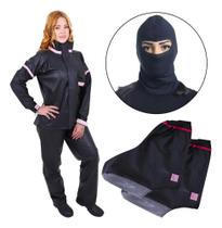 Capa Feminina Impermeavel Motoqueira Com Polaina E Rosa Gg