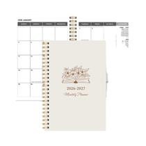 Capa Floral Para Planner Mensal A5 2026-2027, Organizador Espiral De 24 Meses Para Agenda Acadêmica