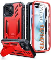 Capa FNTCASE para iPhone 15 (6,1") - Resistente com Grau Militar - Vermelha