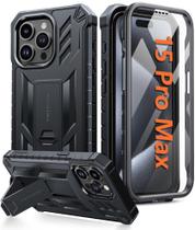 Capa FNTCASE para iPhone 15 Pro Max com Suporte - Preta