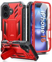 Capa FNTCASE para iPhone 16 (6,1") com Suporte Vermelho