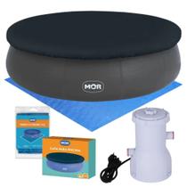 Capa + Forro + Bomba Filtrante 110v Compativel com Piscina 2400 L Inflavel Mor ( Armacao Nao Inclusa )