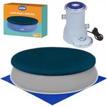 Capa + Forro + Bomba Filtrante 110v Compativel com Piscina 2400 L Inflavel Mor