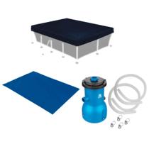 Capa + Forro para Piscina 3000 L Mor + Bomba Filtrante 110v 3028 Litros Por Hora Kit