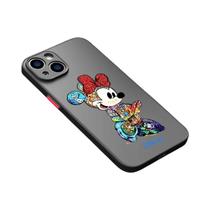 Capa Fosca Preta Disney Mickey e Minnie para iPhone 15/14/13/12/11/XR/XS Max/8/7/SE 2022