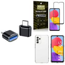 Capa Galaxy M13 + Adaptador Otg Tipo C/Usb + Película 3D