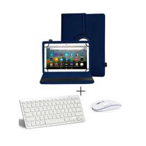 Capa Giratória Azul Com Teclado E Mouse Bluetooth Para Tablet Lenovo P11 Plus
