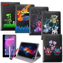 Capa Giratória c/ Suporte Para Tablet Positivo Vision Tab 7 Estampada + Película + Caneta Touch