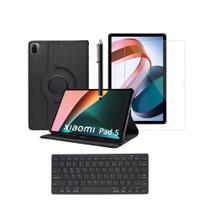 Capa Giratória E Teclado + Película + Caneta Para Tablet Xiaomi Pad 5