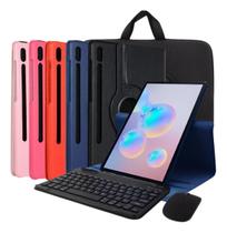 Capa Giratória Para Tablet Galaxy S7 Fe + Teclado Bluetooth Cor Azul