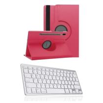 Capa Giratória Rosa + Teclado Bluetooth Tablet Samsung S7 Fe Lte