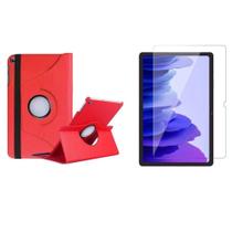 Capa Giratória Vermelha + Pel Vidro Galaxy Tab A7 T500 T505