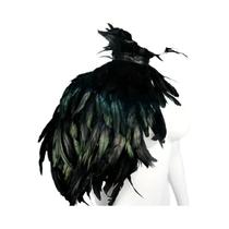 Capa Gótica Preta Com Penas Naturais, Acessório De Fantasia Para Halloween E Natal, Acessório De Capa Gótica Preta Com Penas Naturais, Acessório De Fantasia Para Halloween E Natal, Acessório De