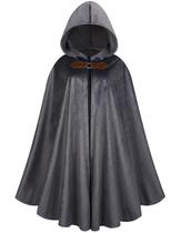 Capa GRAJTCIN, traje medieval de veludo com capuz, 51 cm, cinza Capa GRAJTCIN, traje medieval de veludo com capuz, 51 cm, cinza