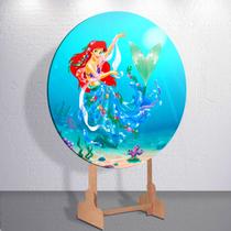 Capa Grande e Mini Painel Sereia Princesa Litle Redondoda Estampa Sublimada Festa Infantil Capa Grande e Mini Painel Sereia Princesa Litle Redondoda Estampa Sublimada Festa Infantil