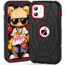 Capa Grifobes para iPhone 12 Pro de 6,1 polegadas preta vermelha à prova de choque