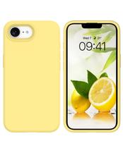 Capa GUAGUA para iPhone 16e de 6,1 polegadas em silicone líquido amarela
