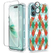 Capa GVIEWIN para iPhone 16 Plus de 6,7" Christmas Diamond Clear