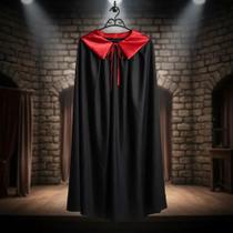 Capa Halloween Vampiro Infantil Gola Vermelha Capa Halloween Vampiro Infantil Gola Vermelha