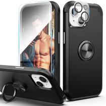 Capa iDweel para iPhone 15 com protetor de tela e suporte de anel