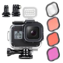 Capa impermeável GEPULY para GoPro Hero 8 preta com 4 filtros de mergulho