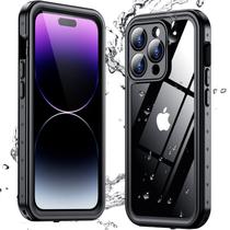 Capa impermeável Justcool para iPhone 14 Pro Max de 6,7 polegadas preta