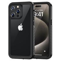 Capa Impermeável Lanhiem para iPhone 15 Pro Max - Preta/Transparente