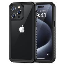 Capa Impermeável Lanhiem para iPhone 15 Pro - Preta/Transparente