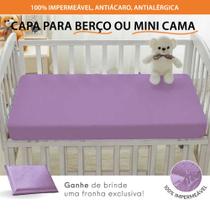 Capa Impermeável Lilás Protetor Colchão Berço Mini Cama + 1 Fronha