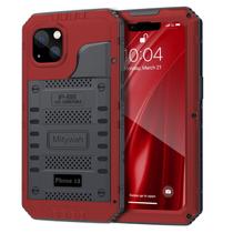 Capa impermeável Mitywah para iPhone 13 com protetor de tela vermelho