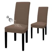 Capa impermeável para cadeira de jantar, conjunto fácil de usar de 2 marrons