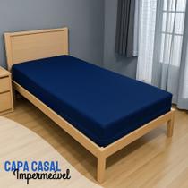 capa impermeável para colchão de casal feita em napa/bagum hospitalar - Azul Marinho