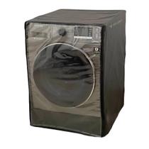 Capa Impermeavel Protetora Maquina Lava e Seca Samsung 11kg Abertura Ziper C/ Transparente Preta
