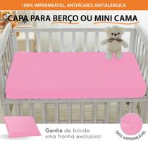 Capa Impermeável Rosa Protetor Colchão Berço Mini Cama + 1 Fronha