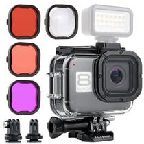 Capa impermeável YALLSAME para GoPro Hero 8 preta com filtros de mergulho