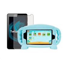 Capa Infantil Alça Silicone Compatível Com Positivo Twist Tab T770k + Película De Vidro 9H 7'' Pol
