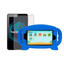 Capa Infantil Alça Silicone Compatível Com Positivo Twist Tab T770k + Película De Vidro 9H 7'' Pol