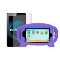 Capa Infantil Alça Silicone Compatível Com Positivo Twist Tab T770k + Película De Vidro 9H 7'' Pol